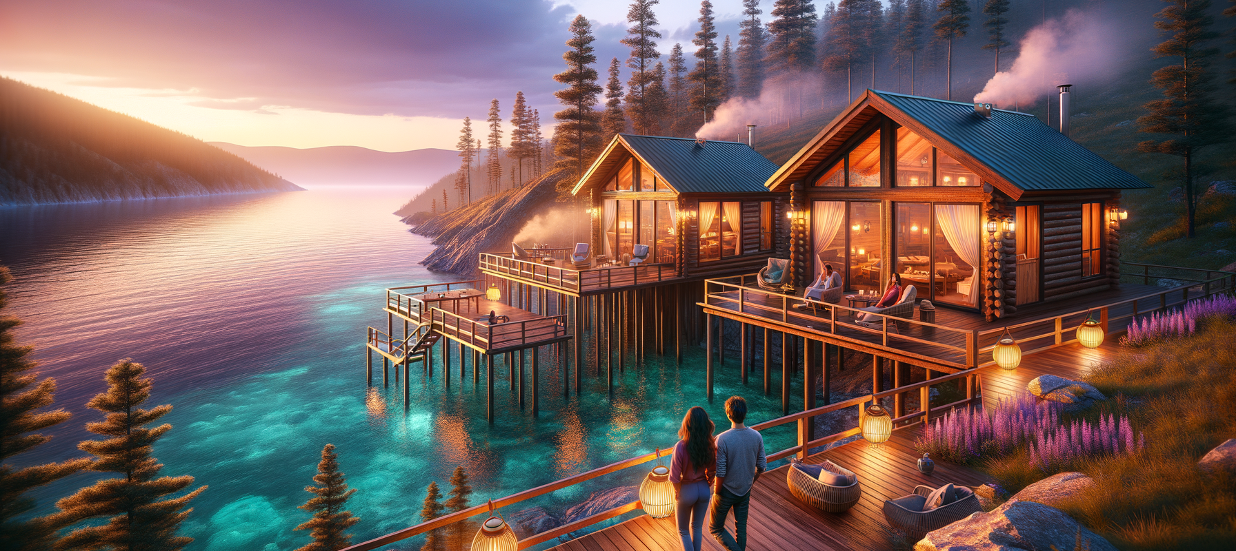 Lake Baikal eco-lodge luxury tourism Siberia Russia sunset guests — eco-tourism investment project