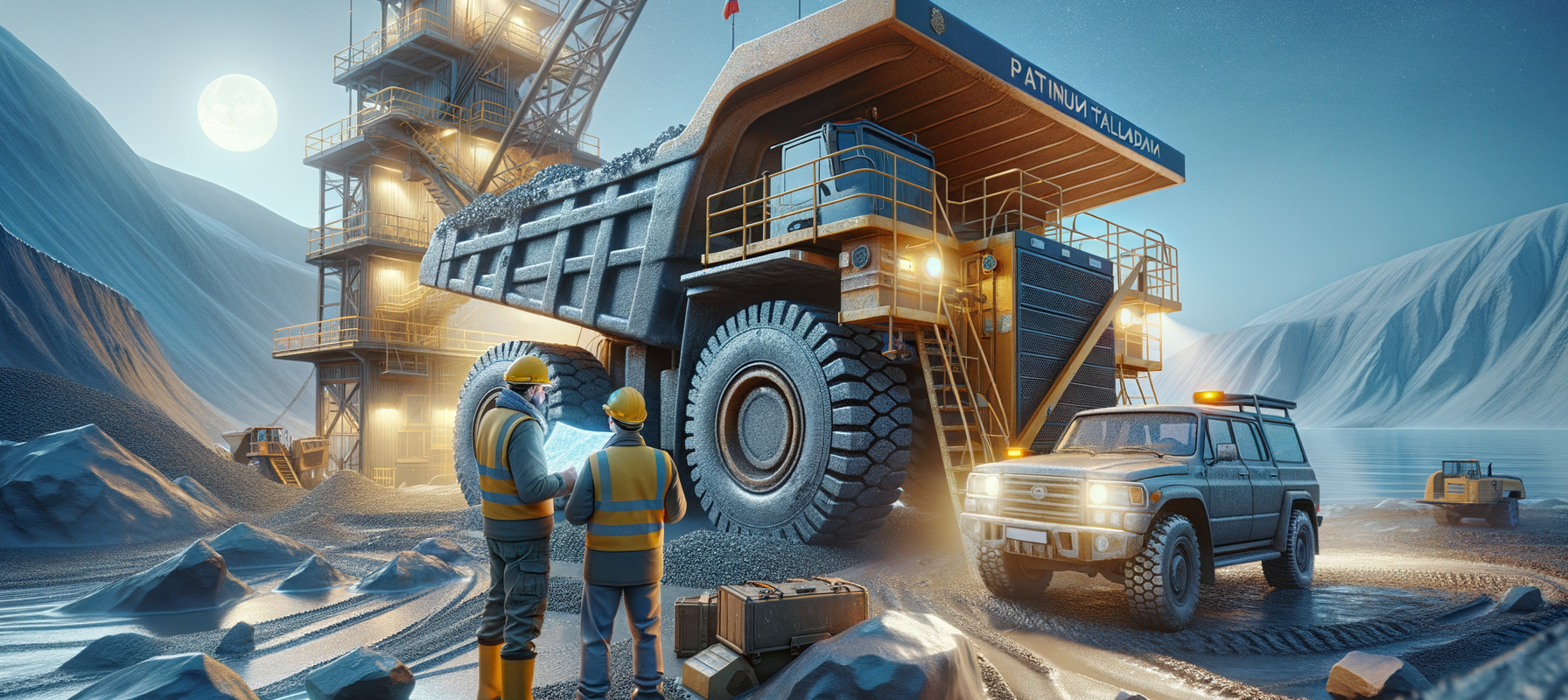 Platinum palladium mining Yakutia Russia engineers arctic white night excavator — precious metals